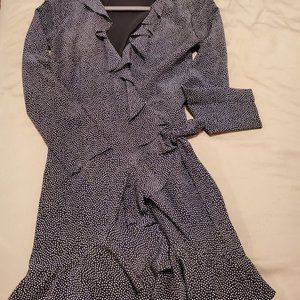 Club Monaco Black Polka Dot Wrap Dress